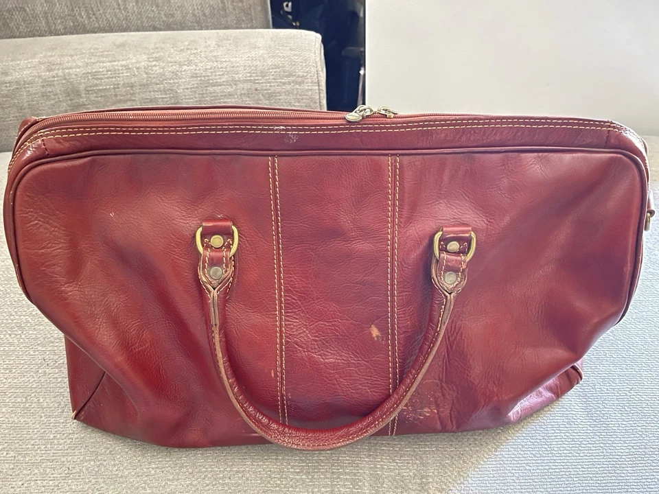 Bolsa de viagem de couro italiana feita à mão para homem (da ITÁLIA) couro italiano feito à mão  - Imagem 3 de 4