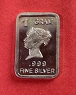Fine Silver 1 Gram Bar With Queen Victoria Image! Pure .999 Silver!