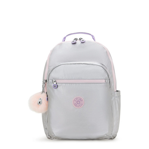 Kipling Seoul Large 15" School Laptop Metallic Backpack Met Zip Pockets