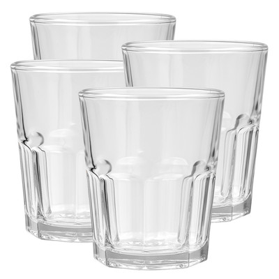 Beille 11oz Water Glasses Clear Tumbler Set Kitchen Essentials Glassware, 4pk