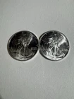 New Listing1990 American Silver Eagle Lot of 2 $1 One Ounce .999 Fine Silver Coins