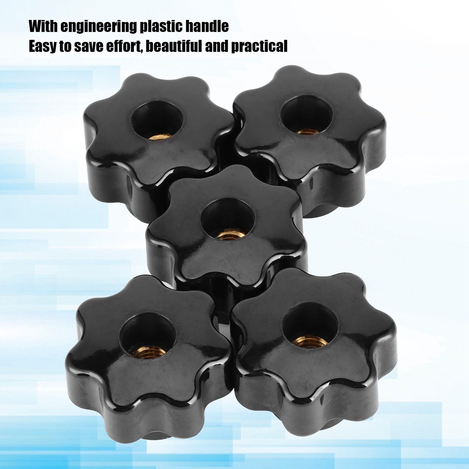 5Pcs Nuts Knob Grip Handles 7Star With 10mm Brass For Industrial Equipment