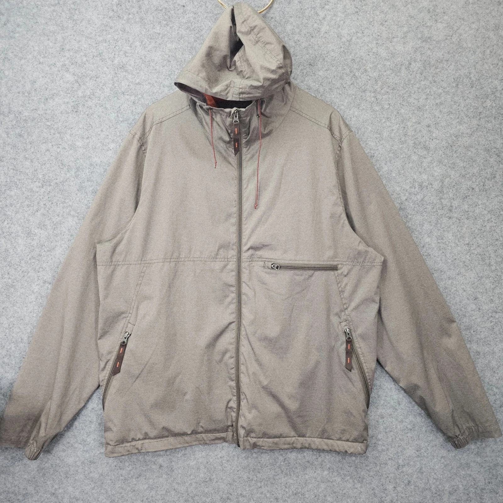 Prana Hooded Jacket Mens XL Gray Outdoor Hiking Full Zip Mesh Lined Windbreaker