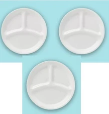 NEW Corelle Winter Frost White, Round Divided Lunch Plates 3 Pc 8.5" HTF