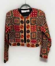 VTG Passports Pieri Imports Beaded Long Sleeve Button Blazer Crop Jacket Sz M