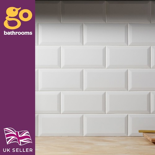 White Subway Metro Kitchen Wall Tile Gloss Shower Tile Bevelled Edge 10x20cm Box - Picture 12 of 12