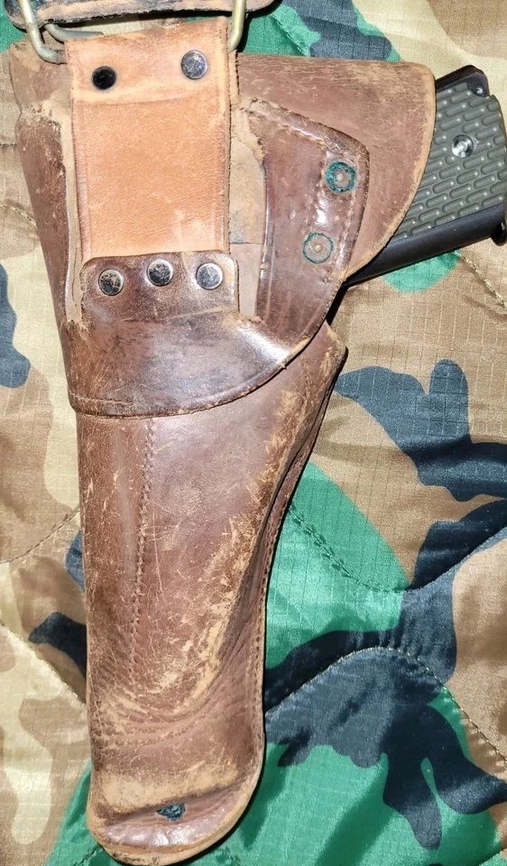 Funda militar Us Gi Vintage Colt 1911 con arnés para mano derecha cuero Foto 3 de 4