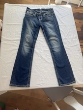 Maurice’s Vigoss “The Chelsea Slim Boot” Jeans Size 5/6 Stretch Fade Bling Studs