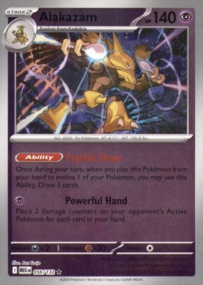 ALAKAZAM 056/132 RARE MEGA EVOLUTION POKEMON REVERSE HOLO NEAR MINT