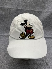 Disney Mickey Mouse Hat Cap Strap Back Adult One Size White 100 Cotton Sequin