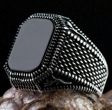 925 Sterling Silver Handmade Jewelry Black Men's Ring All Size Fashion Ring 2025