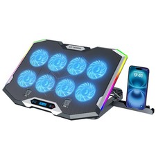 ICE COOREL Gaming Laptop Cooling Pad with 8 Fans, 8 black