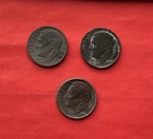 (3) 1940's Roosevelt Dime 10c - 90% Silver US Dime 10 Cent Red Lot 5 Dark