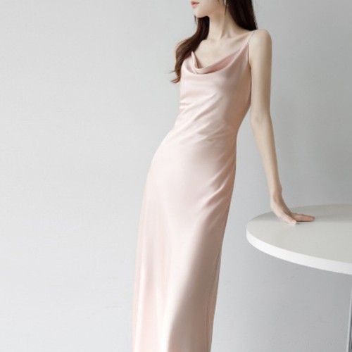 Women Satin Faux Silk Dress Strappy Nightdress Slim Bodycon A-line Underdress - Picture 13 of 13