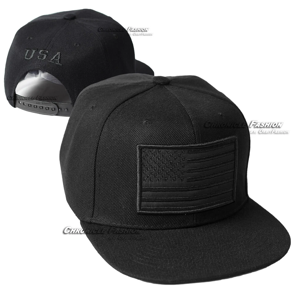 USA Baseball Cap Snapback Adjustable Flat Bill American Flag Patriotic Mens Hat - Image 2 of 4
