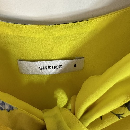 Sheike Womens 8 Yellow Tropical Print Too Front Tie Strappy Cami - Picture 4 of 7