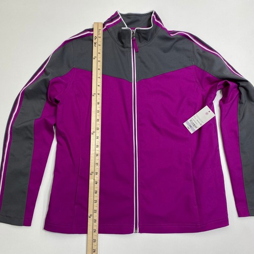 Made For Life Windbreaker Jacket Womens M Petites Purple Gray Pockets Zip New - Picture 7 of 10