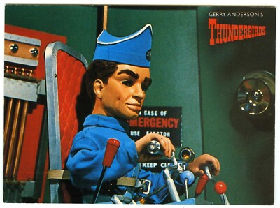 1980er Engale Thunderbirds Postkarte Scott Tracy an Bord Thunderbird One unbespielt