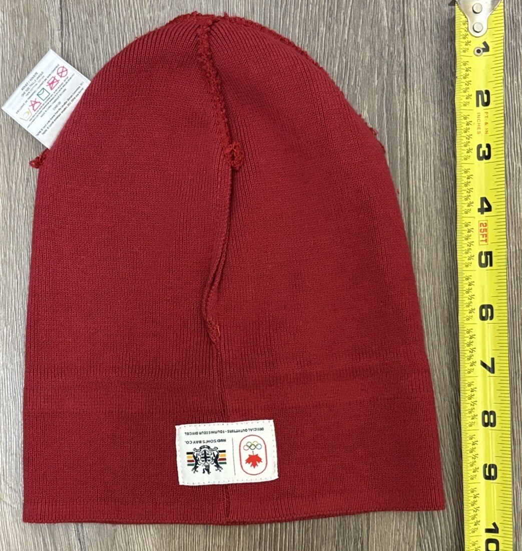 Hudson's Bay Team Canada Olympic Logo Winter Toque Hat Cap 100% Cotton Red Adult