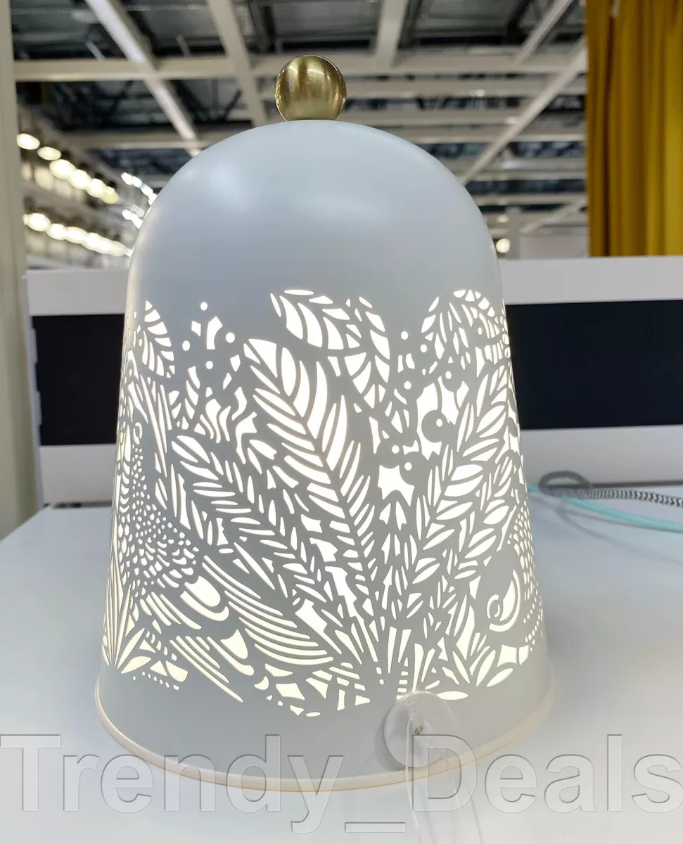Ikea SOLSKUR Decorative LED Table Lamp White Brass Lace 7