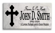 Loved One Memorial Plaque - Solid Marble Stone - Forever In Our Hearts - 6" x 12