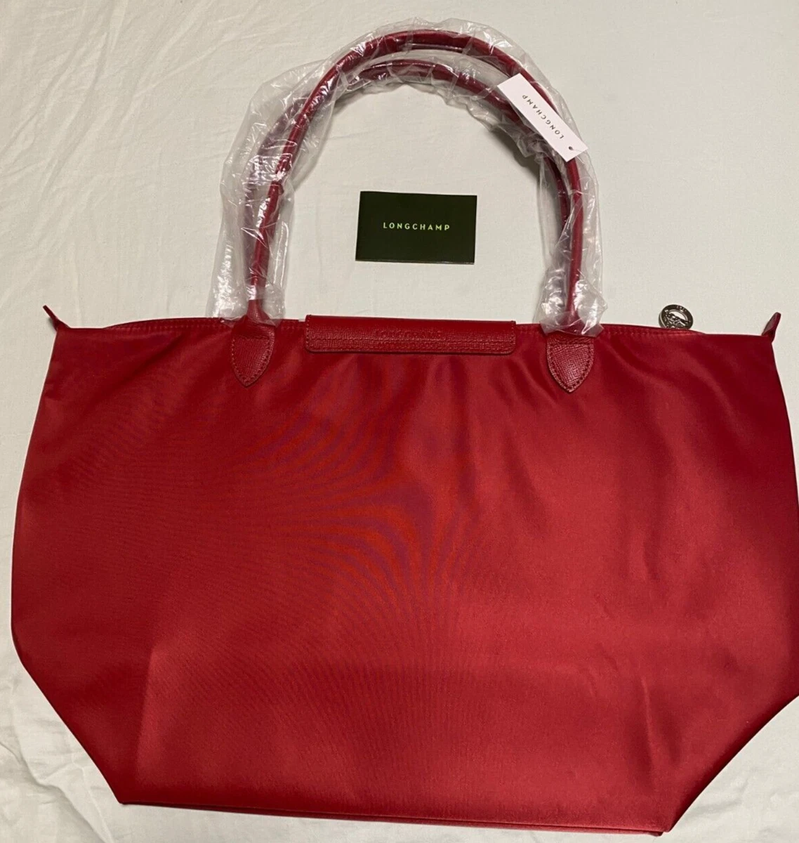 NWT Longchamp Le Pliage Neo Shoulder Foldable Nylon Tote Bag Large Red