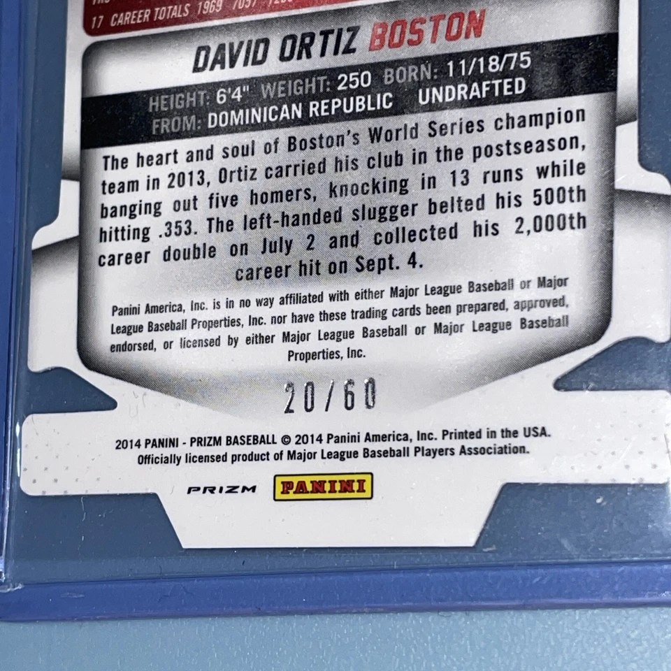 David Ortiz PRIZM Card /60 Die Cut Ultra Rare Boston Red Sox Big Papi 2014 - Image 3 of 3