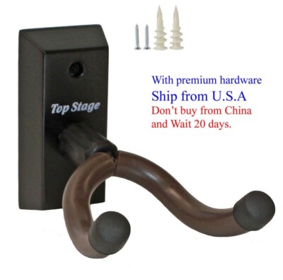 Top Stage Guitar Wall Hanger Black Wood Base