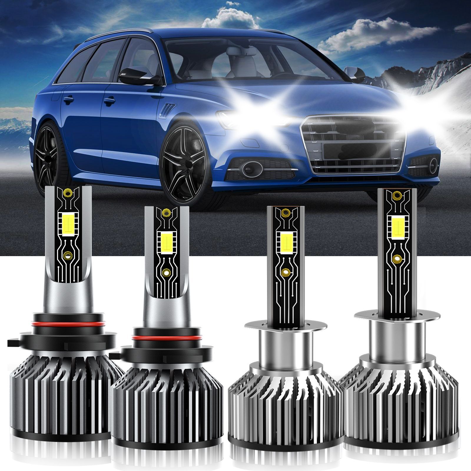 For Audi S6 1997-1997 9005 H1 LED Headlight Bulb High Low Beam Kit Super Bright