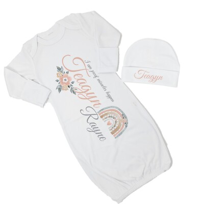 Baby Girl Personalized Custom Miracle Rainbow Baby Gown Coming Home Outfit