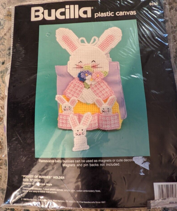Bucilla Plastic Canvas #6058 “Pocket Of Bunnies” Holder Brand New Sealed Easter 