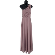 Birdy Grey Kira Chiffon Grecian One Shoulder Long Dress Dark Mauve Small