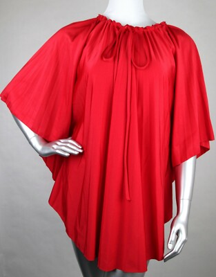 $1265 Balenciaga Womens Red Polyamide/Elastane Pleated Spandex Dress 470881 6400
