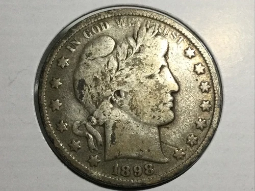 1898 Barber Half Dollar in almost fine