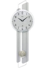 AMS -Pendeluhr Silber Funkuhrwerk 66cm- 5330 Moderne Wanduhr mit Funkwerk, Funku
