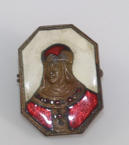 Vintage or Antique Brass and Enamel Brooch Pin Medallion