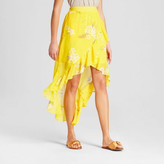 yellow floral long skirt