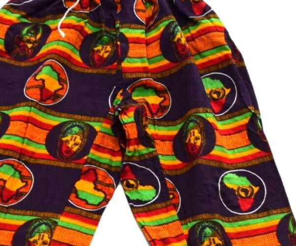 Womens Vintage Trousers African Print Cotton Retro Boho Hippy Festival 6 - 8 image 2