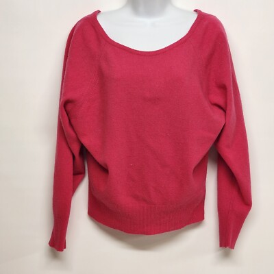 Topography Hot Pink V-Neck Wool Blend Women s Med Sweater Long Cap Sleeve Italy