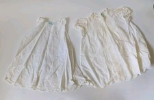 2 Vintage Tiny Tots Baby Toddler Girls Dress White Embroidery Flower Design