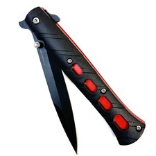 9" Spring Assisted Folding EDC Pocket Knife 4 Red Dots On Handle