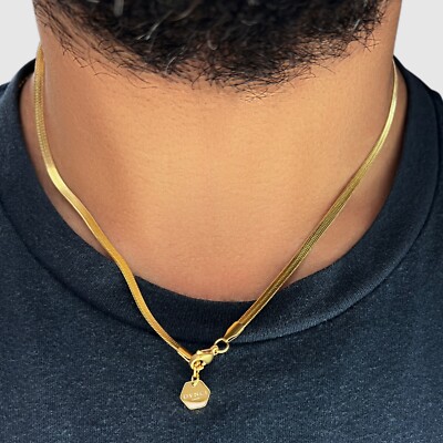 Fischgrät Glieder Schlangenkette Halskette Schmuck 18 Karat Gold - 3 mm ZickZack Halskette 20 Zoll