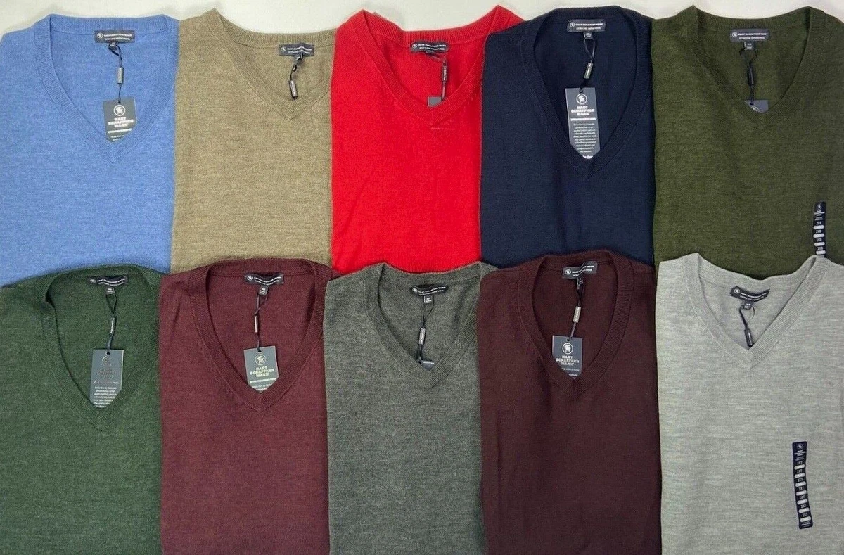 Men s Big Tall Hart Schaffner Marx Extra Fine Merino Wool V Neck Sweater