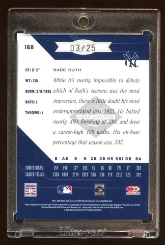 BABE RUTH 2005 CERTIFIED MIRROR GOLD #D 03/25 RARE JERSEY # YANKEES LEGEND HOF - Picture 2 of 2