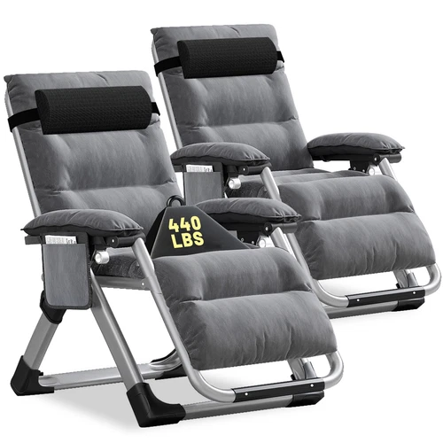 NAIZEA Zero Gravity Chair Set of 2 Or 1 Armrest Mat Reclining Lounge Patio Chair