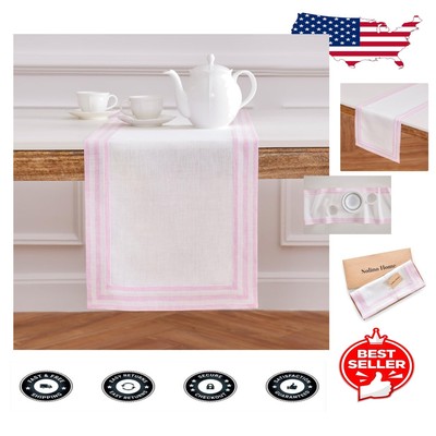 Machine Washable 120'' Linen Table Runner in Cherry Blossom - Perfect for Events