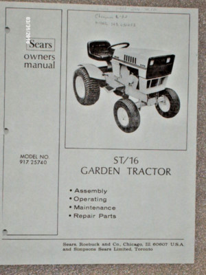 Sears St 16 Garden Tractor Sears Suburban ST16 Tractor Manual