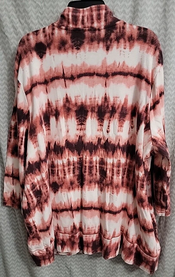 Onque повседневный красный галстук краситель толстовка женщин 1 X полный молнии 3/4 рукав активный стиль - Изображение 3 из 3