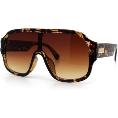Oversized Shield Sunglasses Flat Top Visor Sunglasses Tortoise Women Betty Gafas