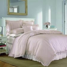 Laura Ashley Blush Pink Embroidered Cotton Duvet Cover Beddinng Set/Twin